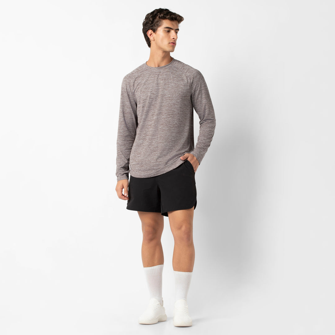 Tread Long Sleeve Tee Cocoa full body on model