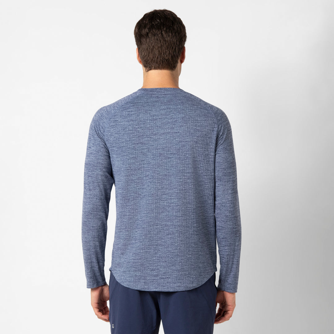Tread Long Sleeve Tee Denim back on model
