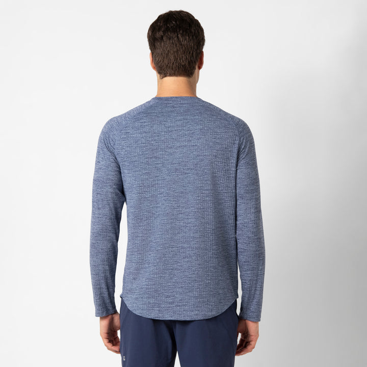 Tread Long Sleeve Tee Denim back on model