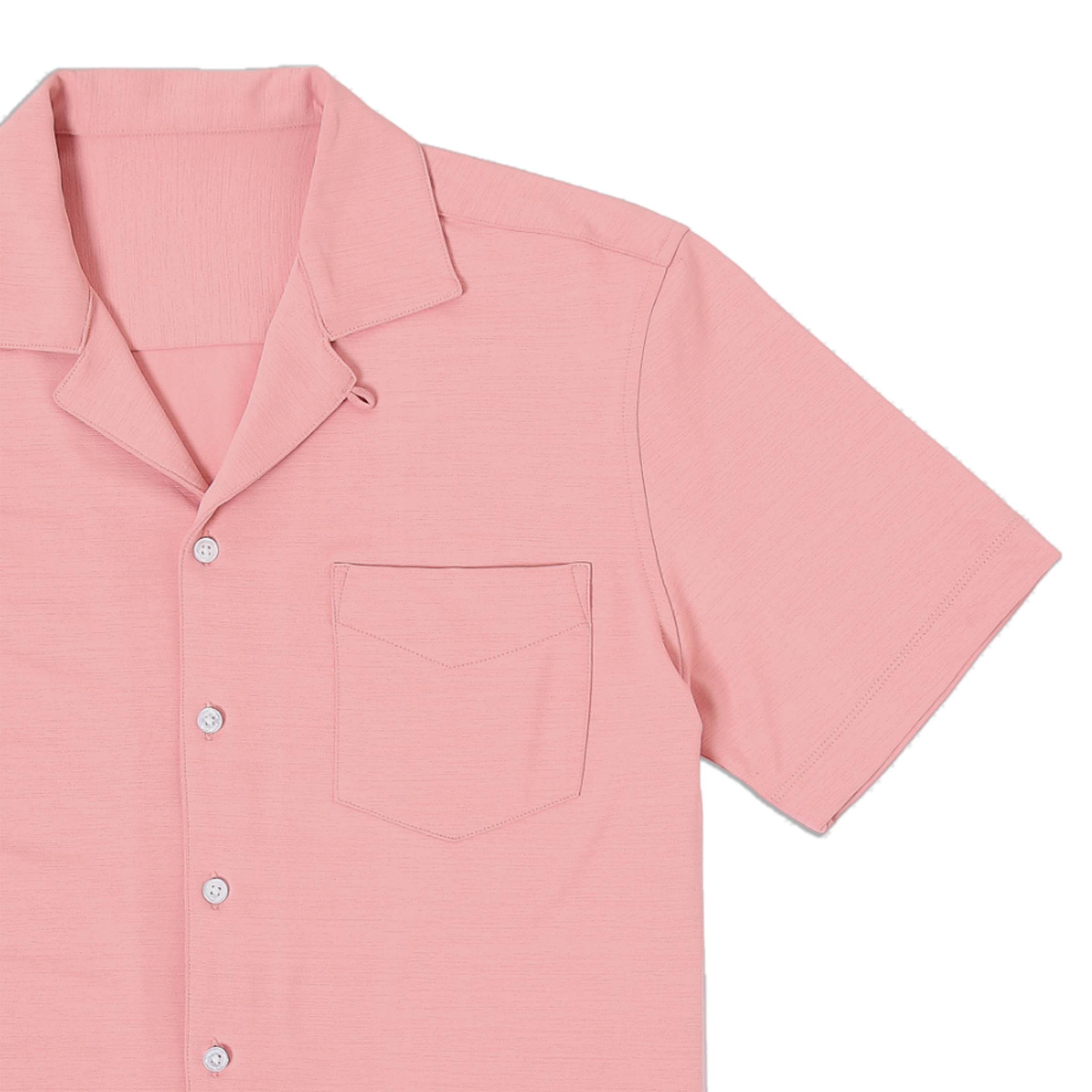 Villa Camp Collar Shirt Peach close up with left patch pocket