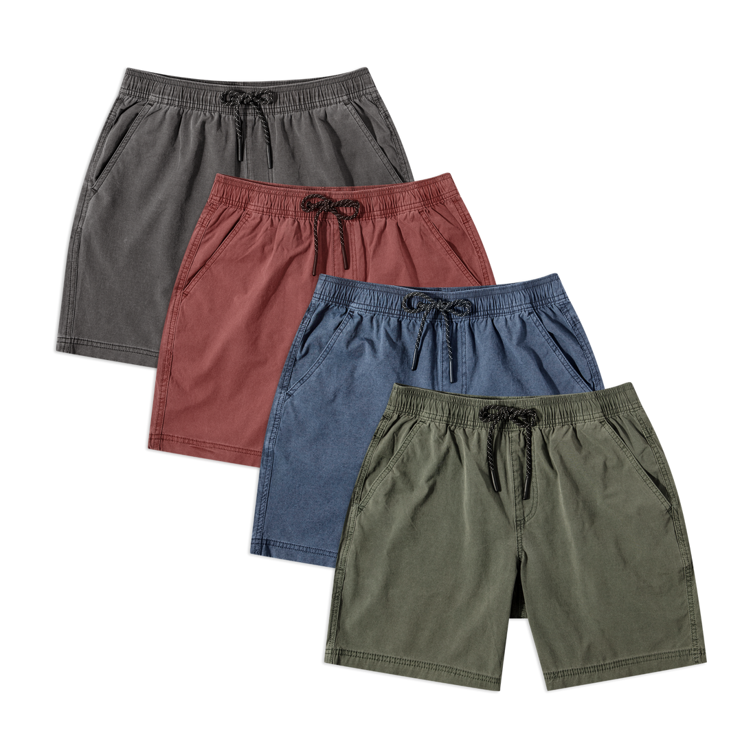 Volley Short 7 inch 4 pack in Charcoal, Burgundy, Navy and Green