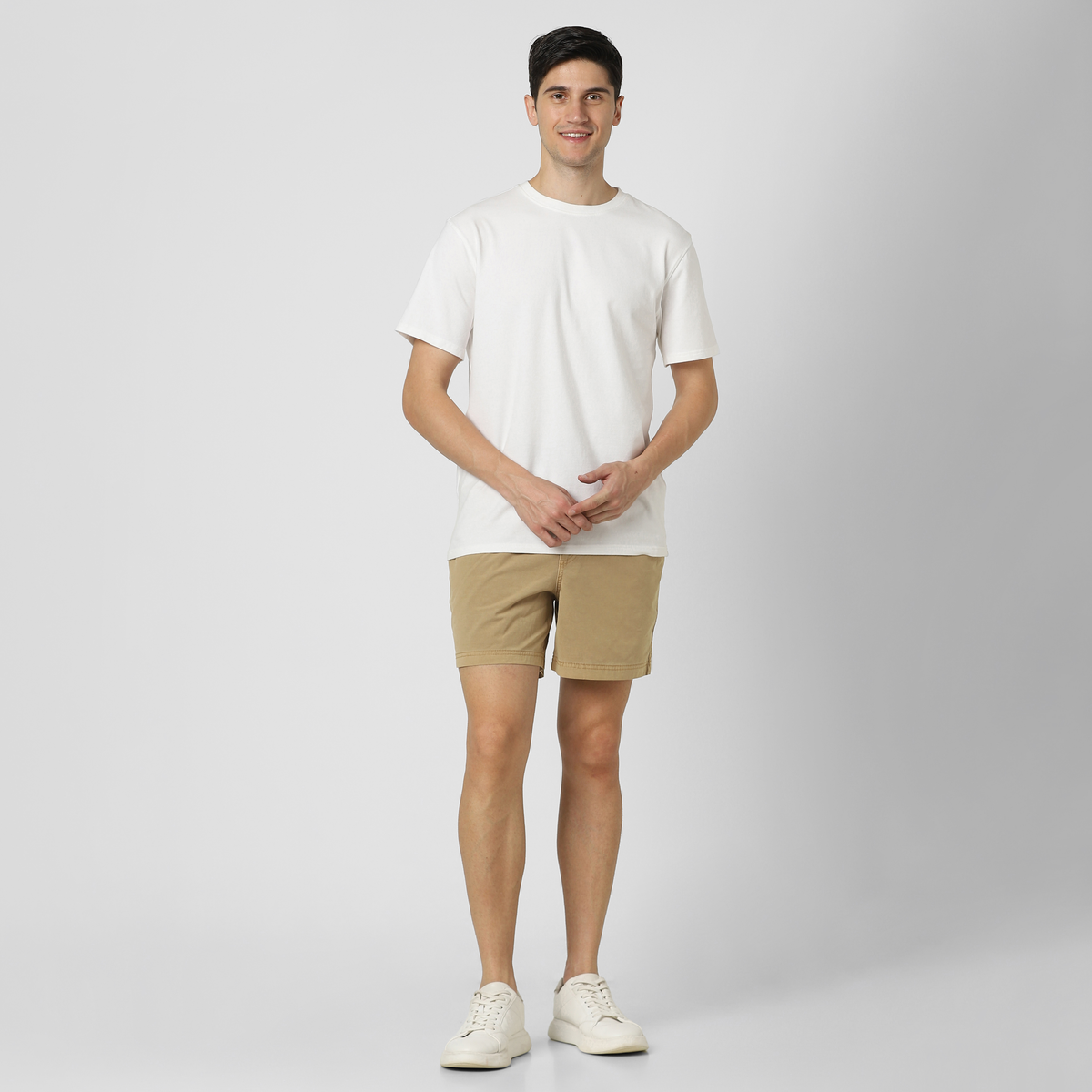 Volley Short 5" Khaki full body on model