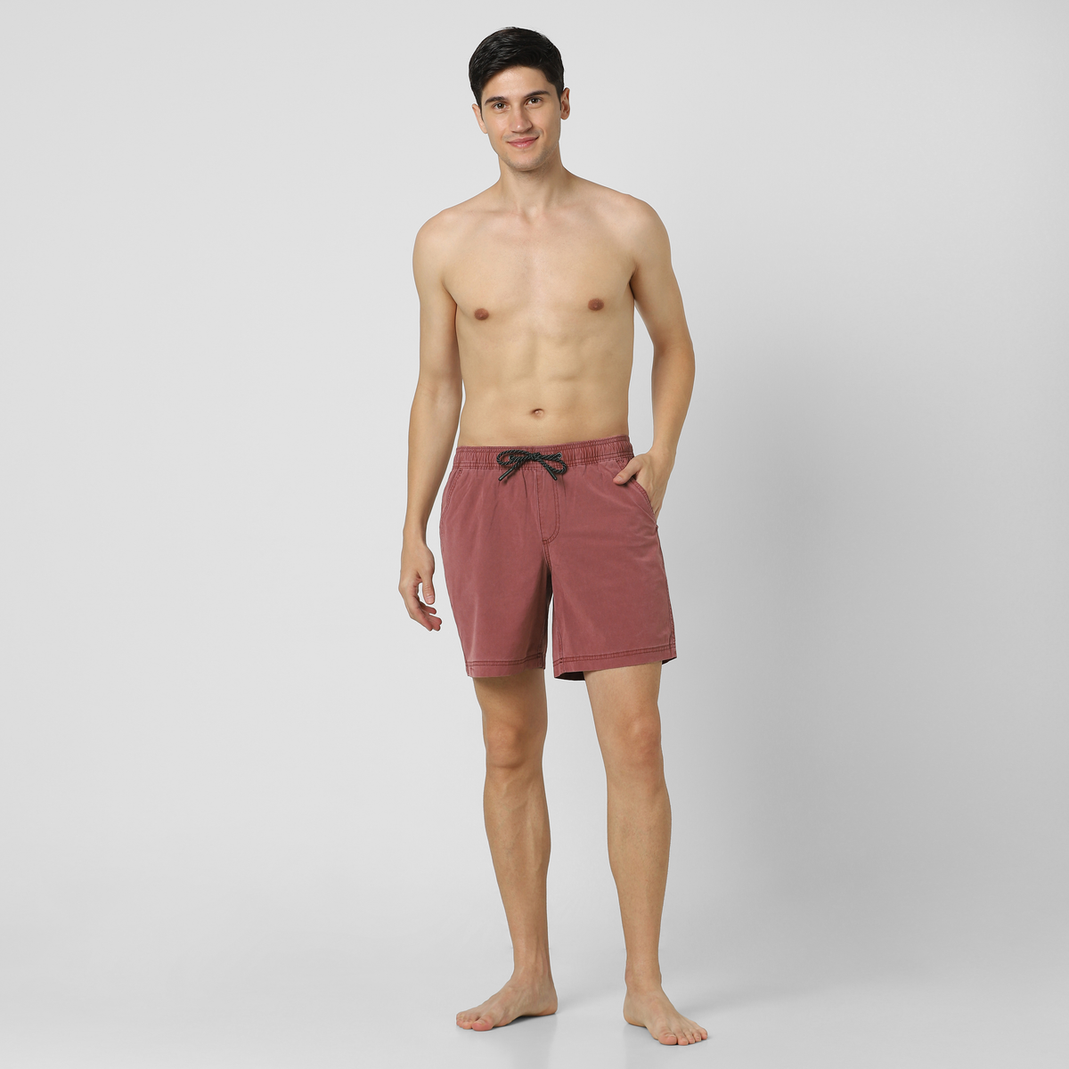 Volley Short 7" Burgundy full body on model