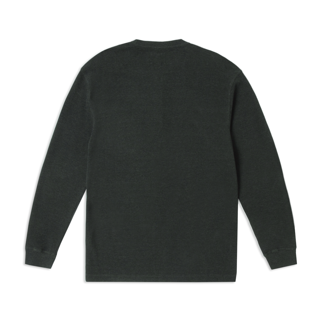 Waffle Knit Henley Charcoal Black back