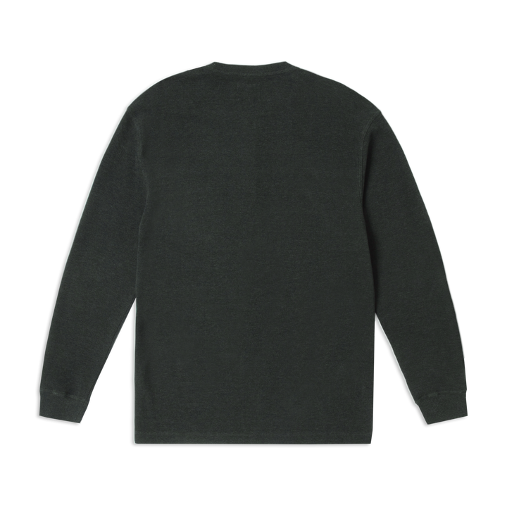 Waffle Knit Henley Charcoal Black back