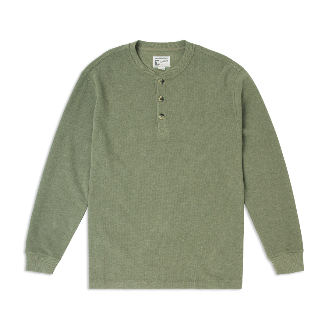 Waffle Knit Henley Fern front