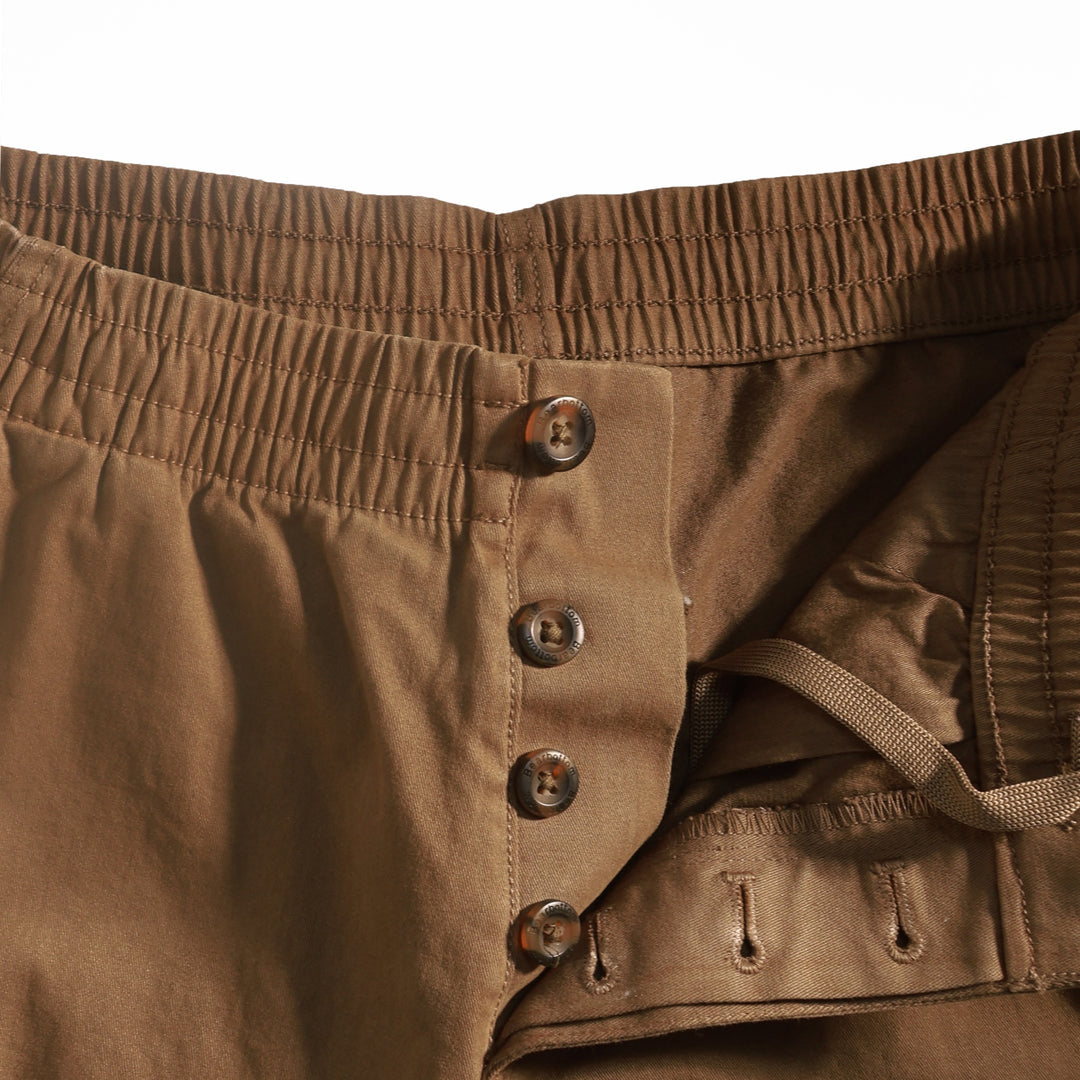 Stretch Utility Pant Walnut button detail