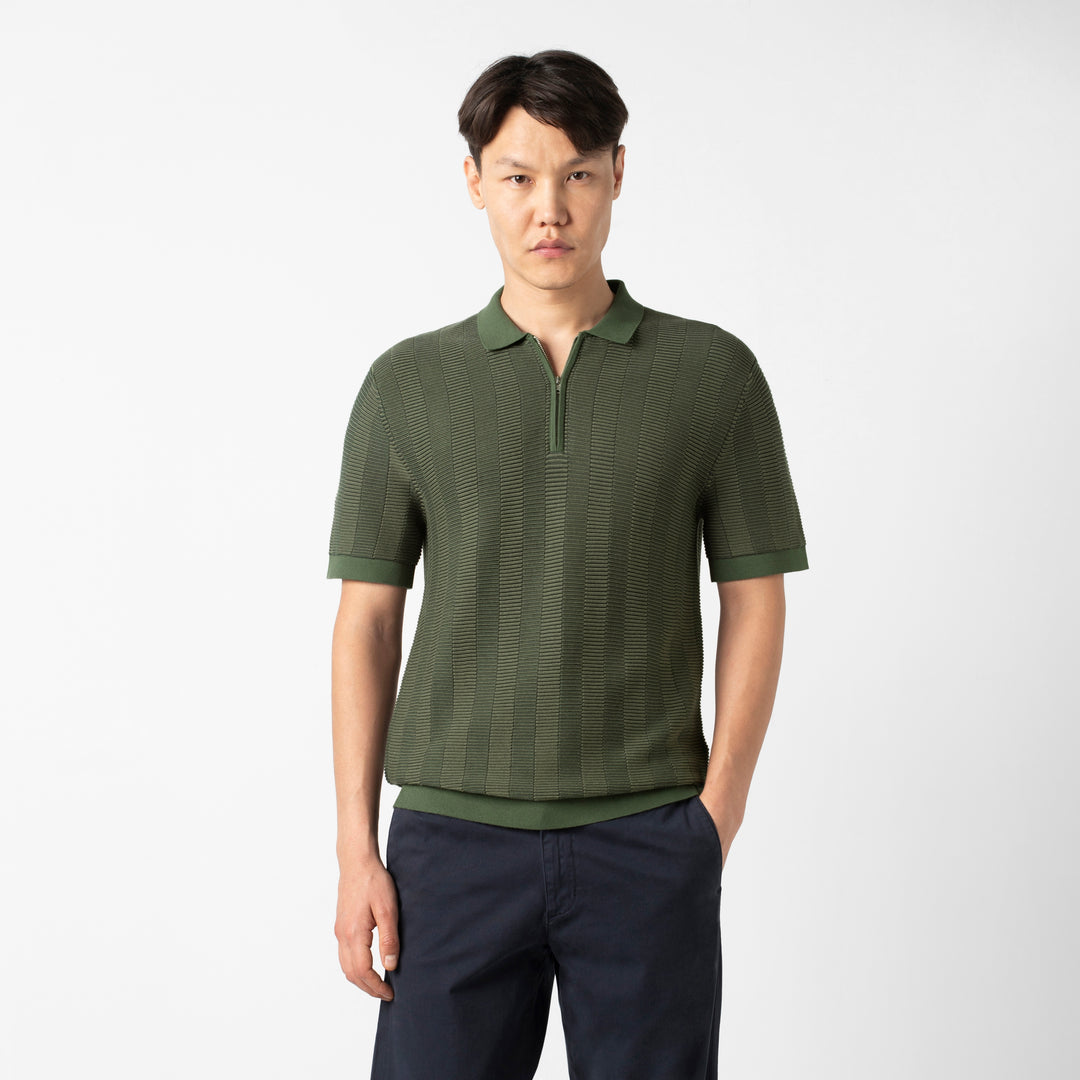 Zip Sweater Polo Alpine front on model