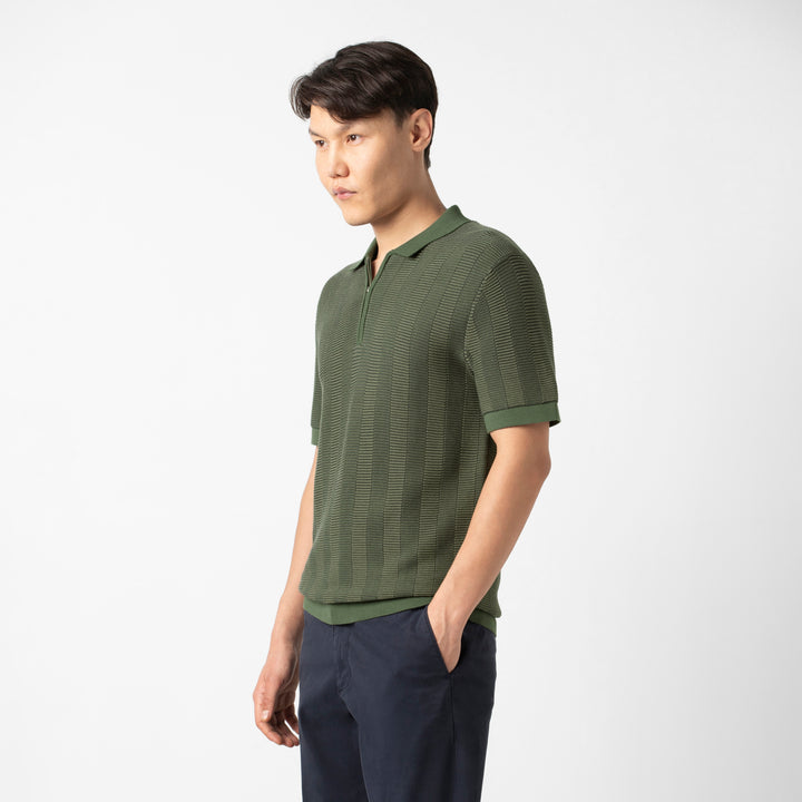 Zip Sweater Polo Alpine side on model