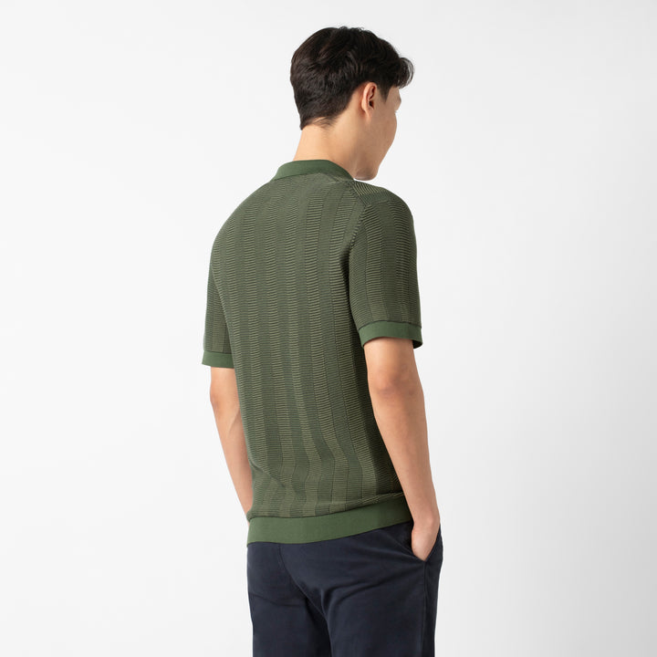 Zip Sweater Polo Alpine back on model