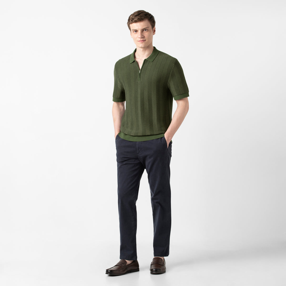 Zip Sweater Polo Alpine full body on model