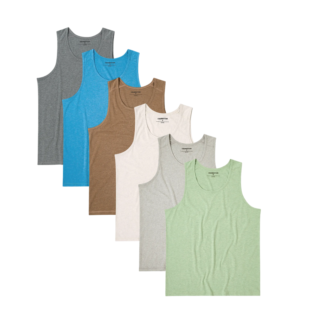 Bamboo Tank Bundle in Charcoal Black, Cobalt Blue, Cocoa, Ecru, Grey and Pistachio