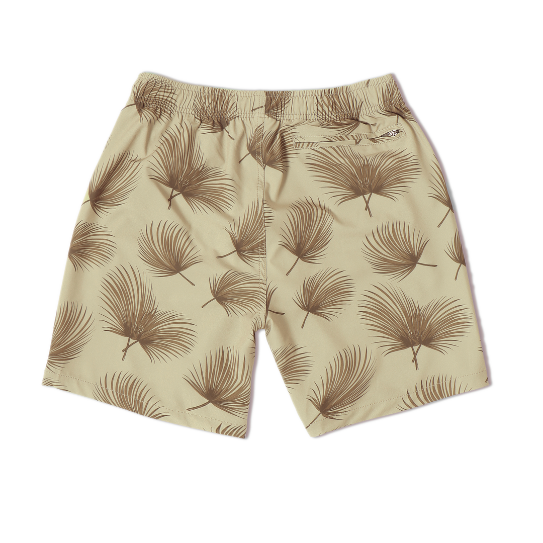 Stretch Swim 7" Coastal Shade back with an elastic waistband and back right zippered pocket