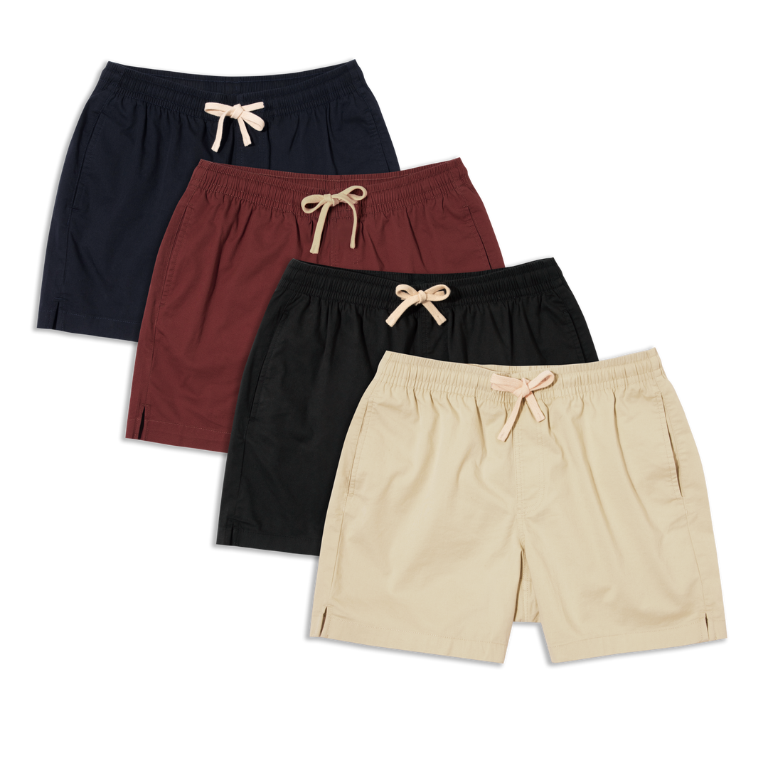 Drawstring Short 4pk 5" in Navy, Brick, Black and Stone