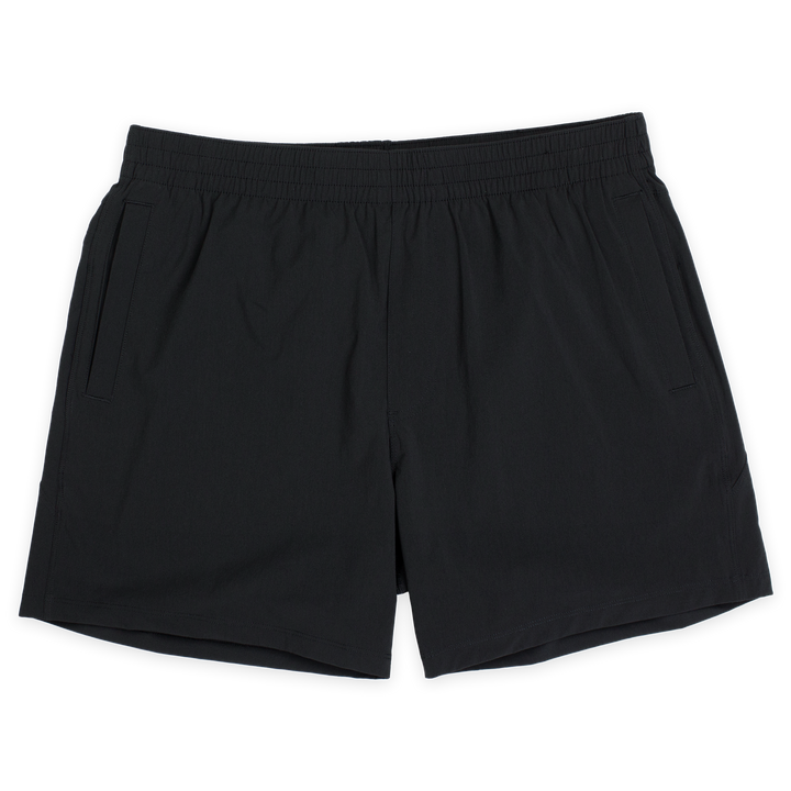 Atlas Short 5.5" Black Front with elastic waistband and two inseam pockets
