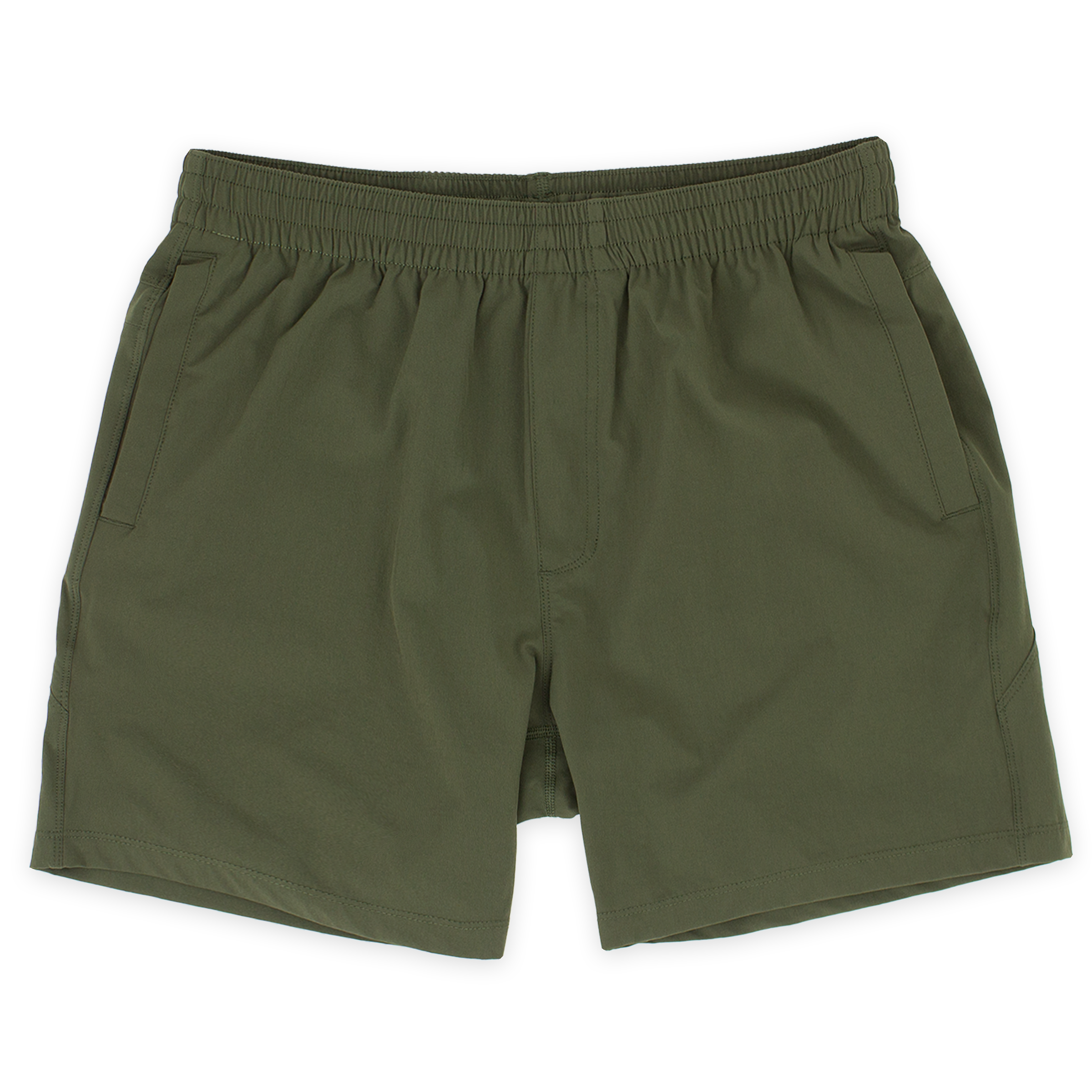 Atlas Short 5.5" Military Green Front with elastic waistband and two inseam pockets