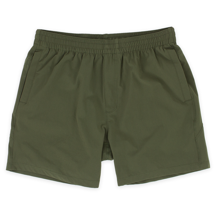 Atlas Short 5.5" Military Green Front with elastic waistband and two inseam pockets