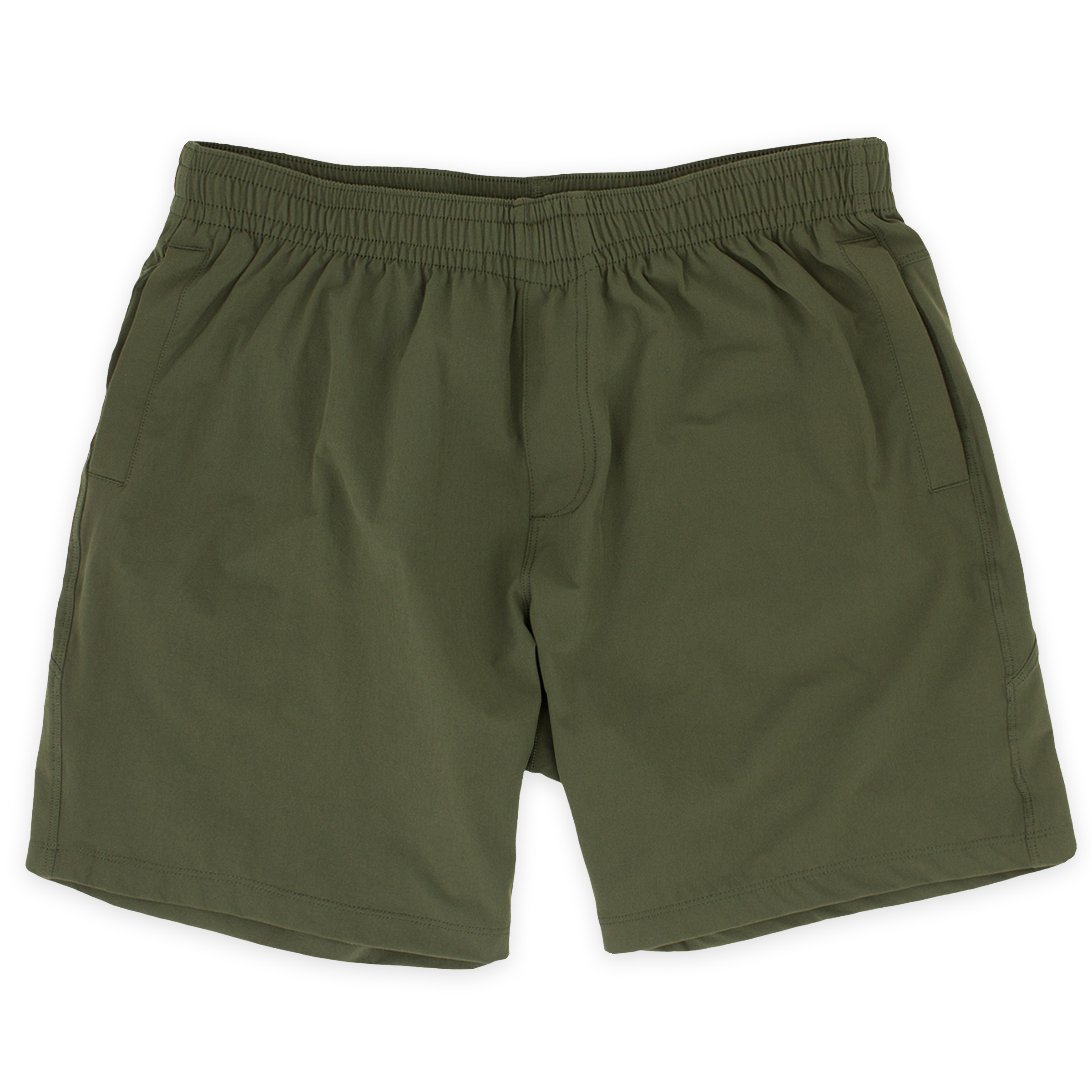Atlas Short 7" Military Green Front with elastic waistband and two inseam pockets