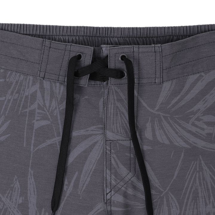 Board Short 8" Palms close up of black drawstring on waistband