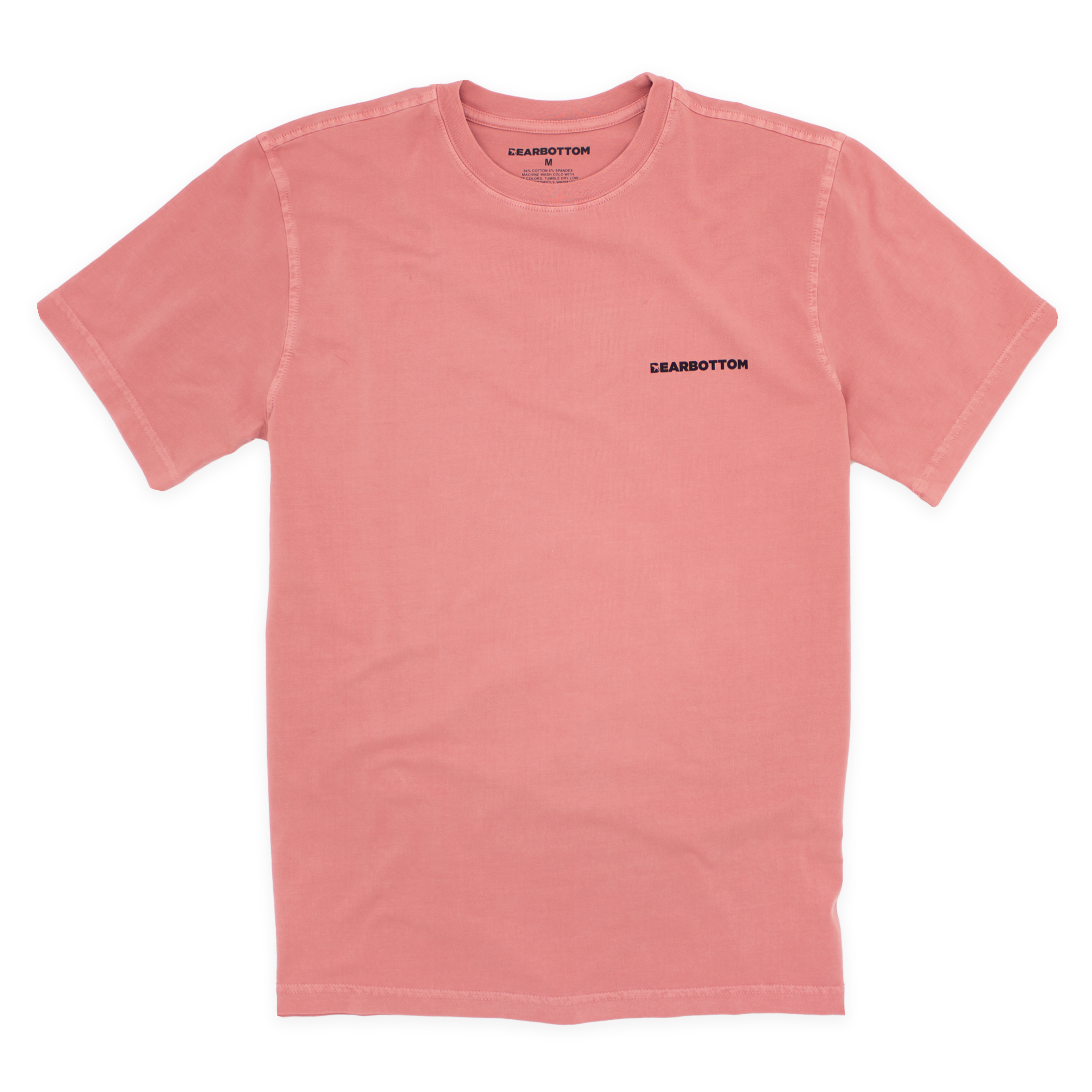 Natural Dye Logo Tee Coral Front with crew neck, short sleeves, and Bearbottom logo printed on front left chest