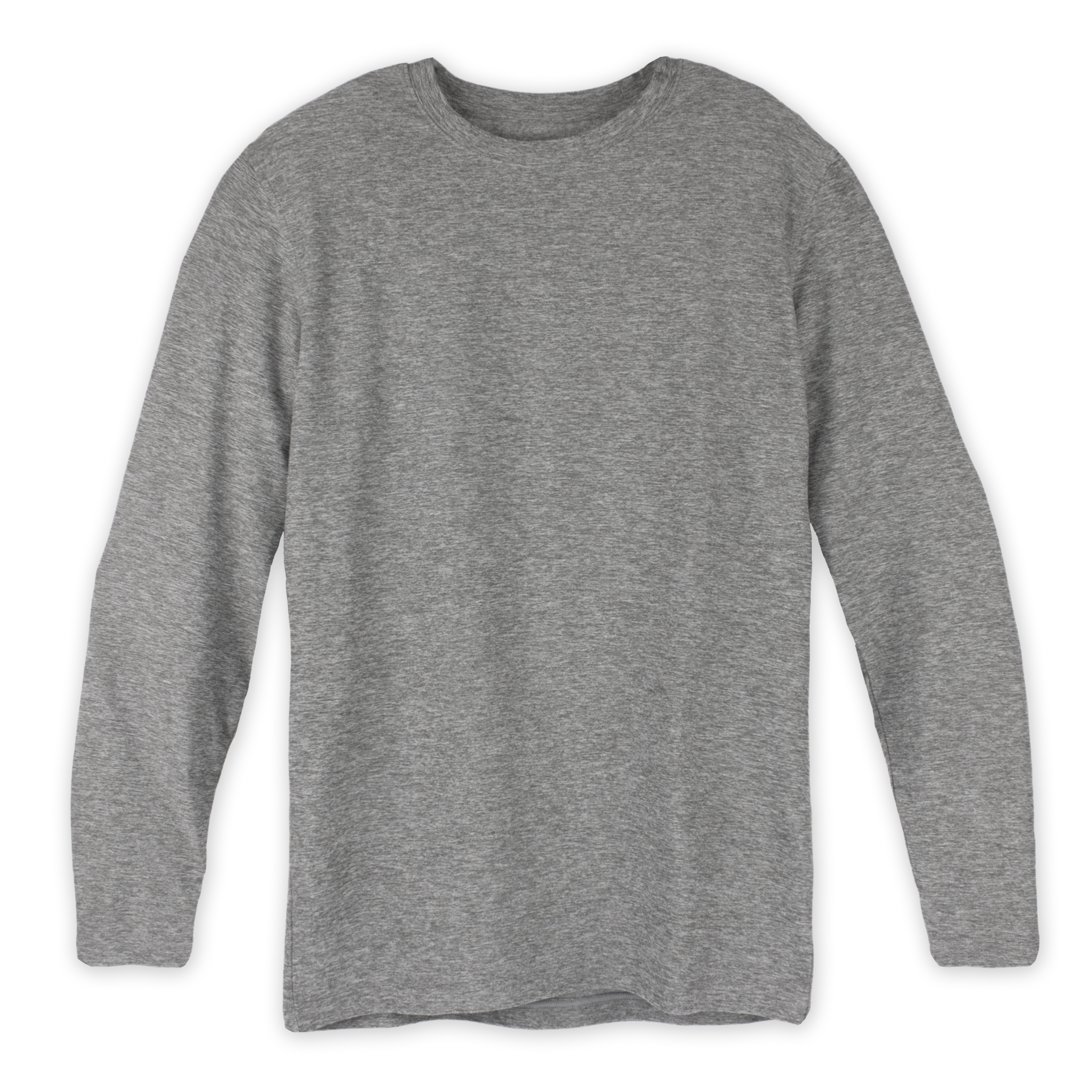 Long Sleeve Tech Tee Grey front with crewneck and heathered color
