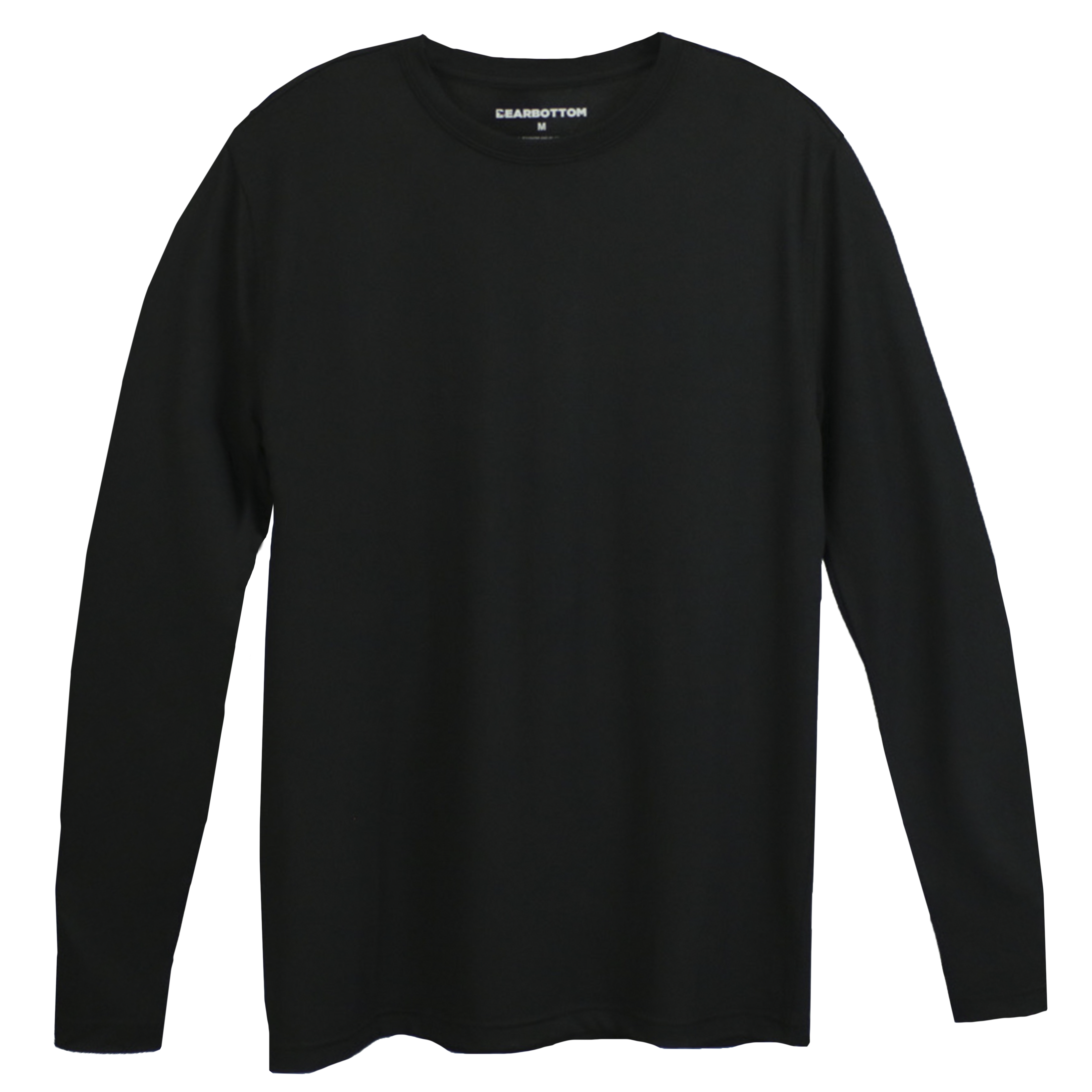Long Sleeve Tech Tee Solid Black front with crewneck
