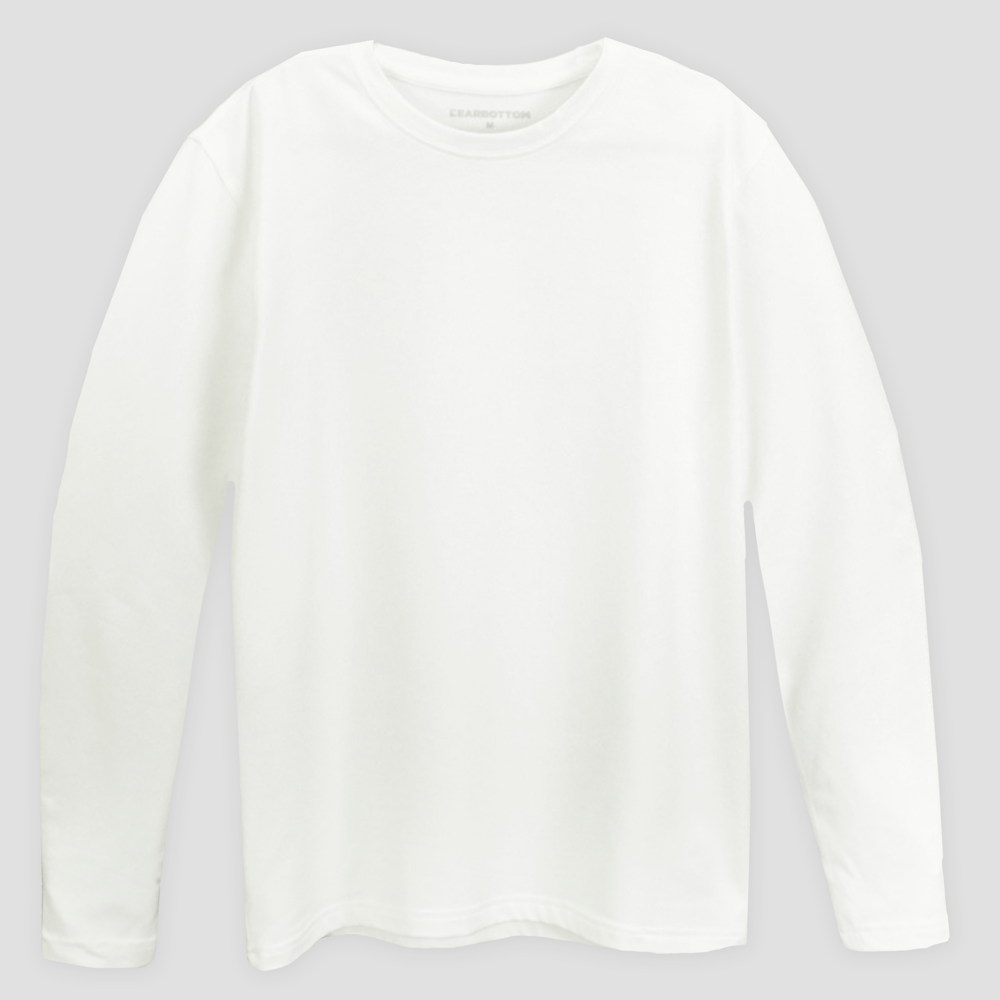 Long Sleeve Tech Tee Solid White front with crewneck