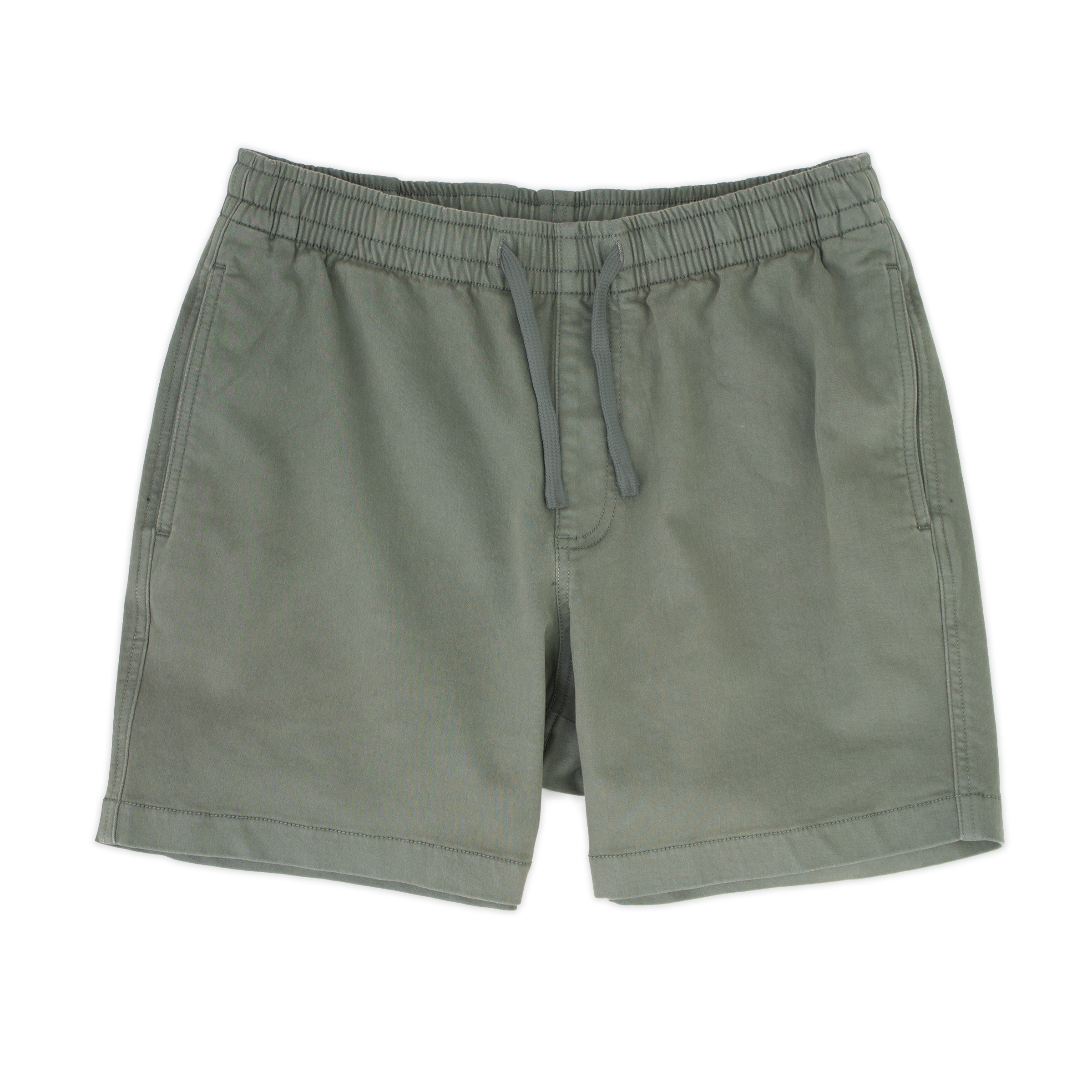 Alto Short 5.5" inseam in Grey front with elastic waistband, fabric drawstring, faux fly, and two front side seam pockets