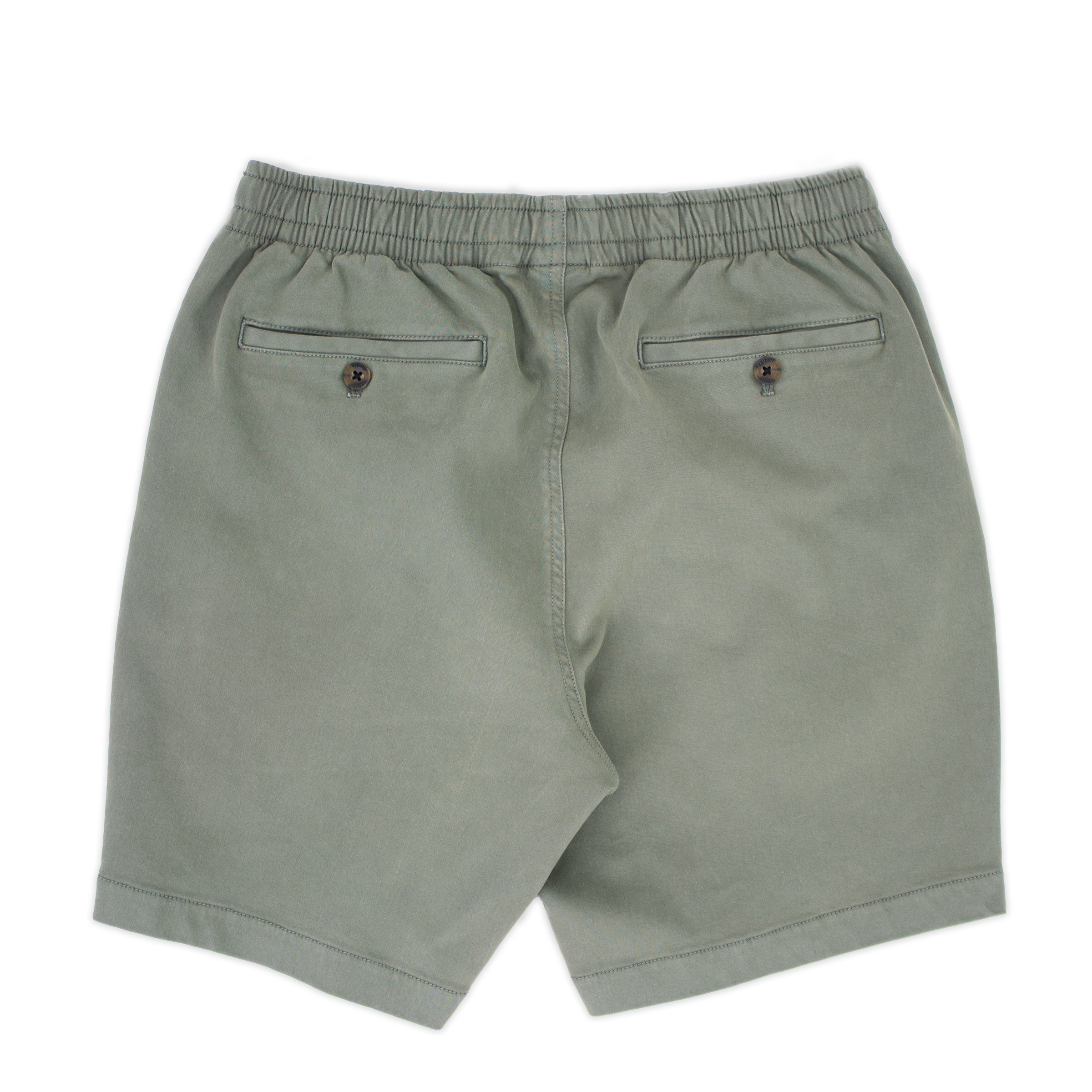 Alto Short 7" inseam in Grey back with elastic waistband and two welt pocket with horn buttons