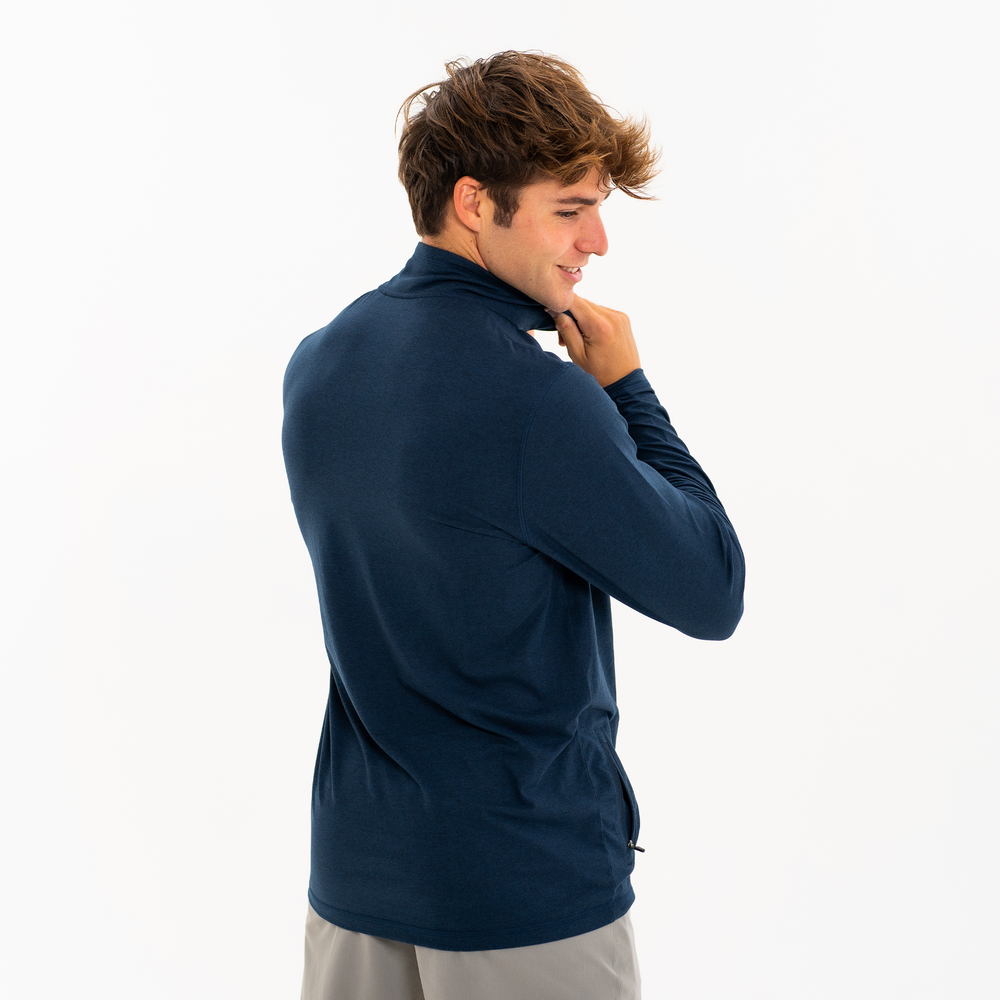 Tech Half Zip Navy back on model