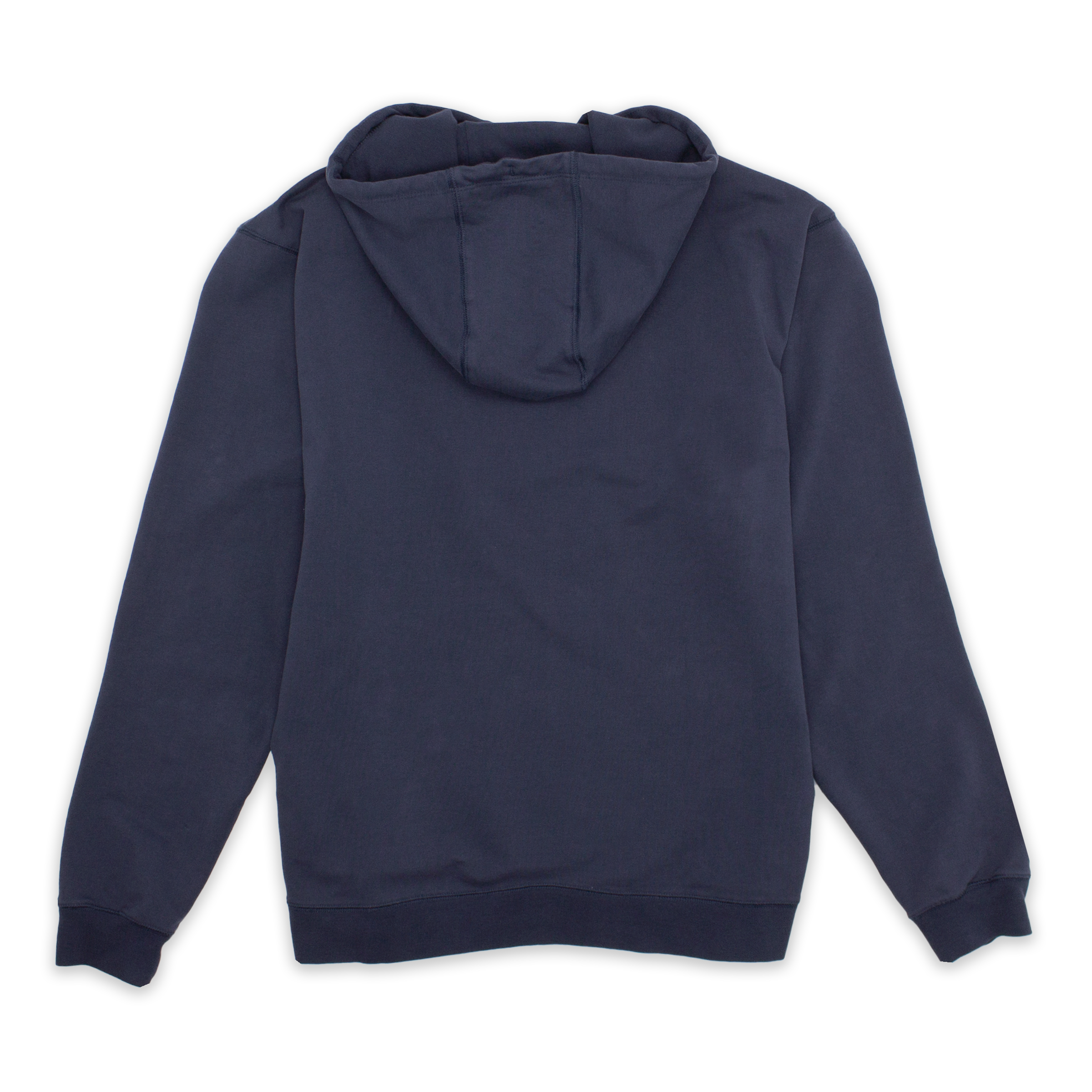 Back of Loft Hoodie Navy with ribbed wrists and bottom hem