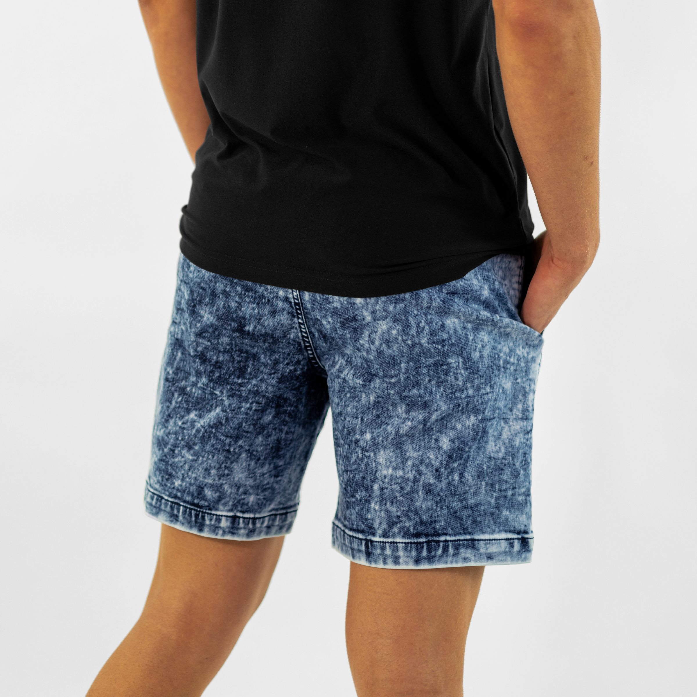 Bearbottom Men's Stretch Denim Short | 7 Inseam | Acid Wash | S | Casual Everyday Comfort, Elastic Waistband, Flexible, Versatile Jean Shorts, Jorts