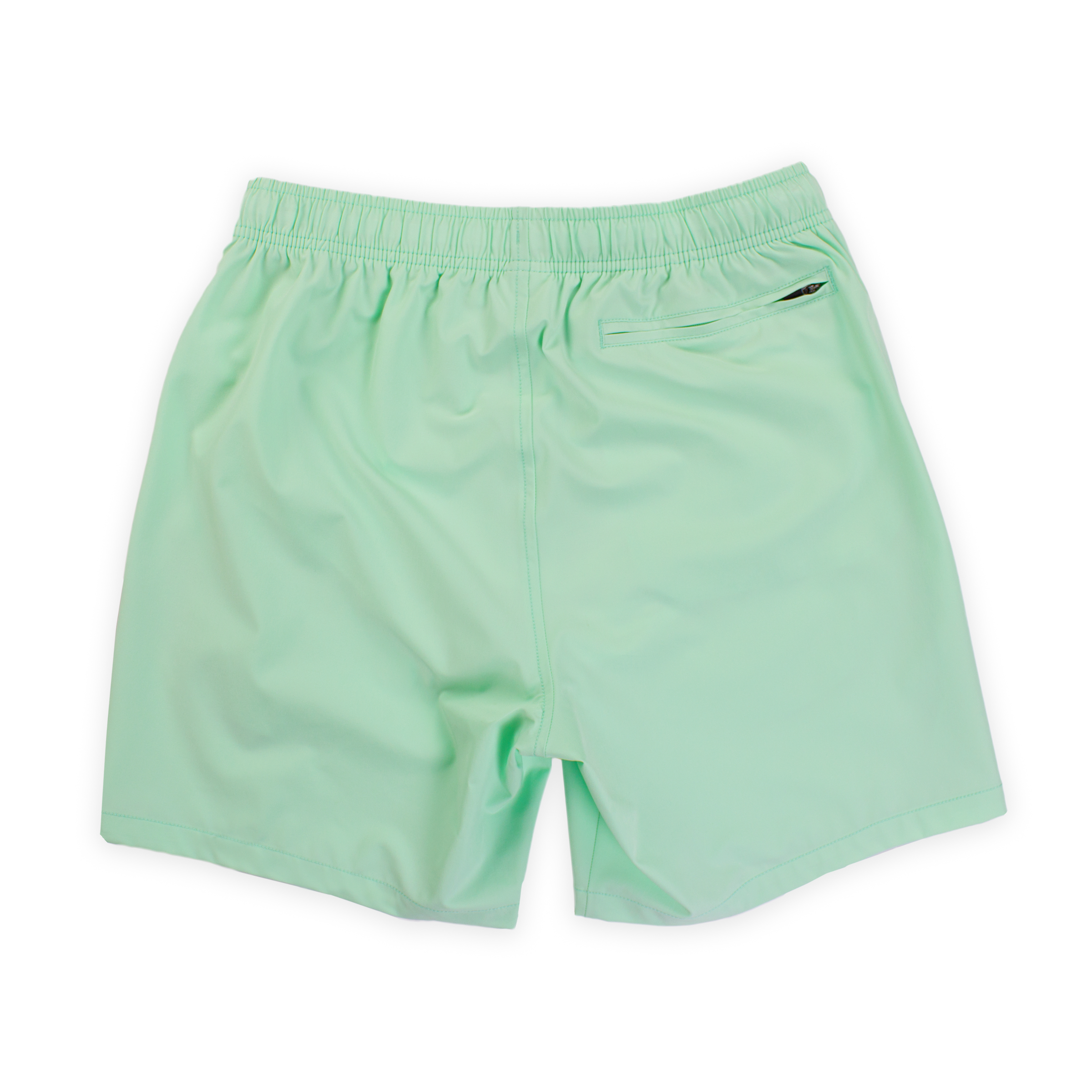 Stretch Swim 7" in Mint back with elastic waistband and back right zippered pocket