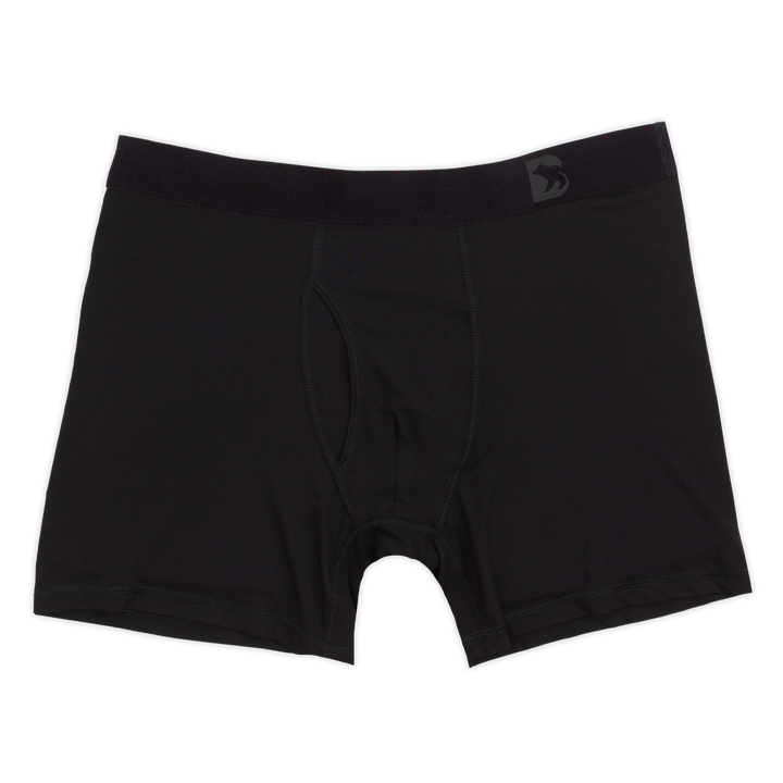 Modal Boxer Brief in Black with elastic waistband with Bearbottom B logo and functional fly