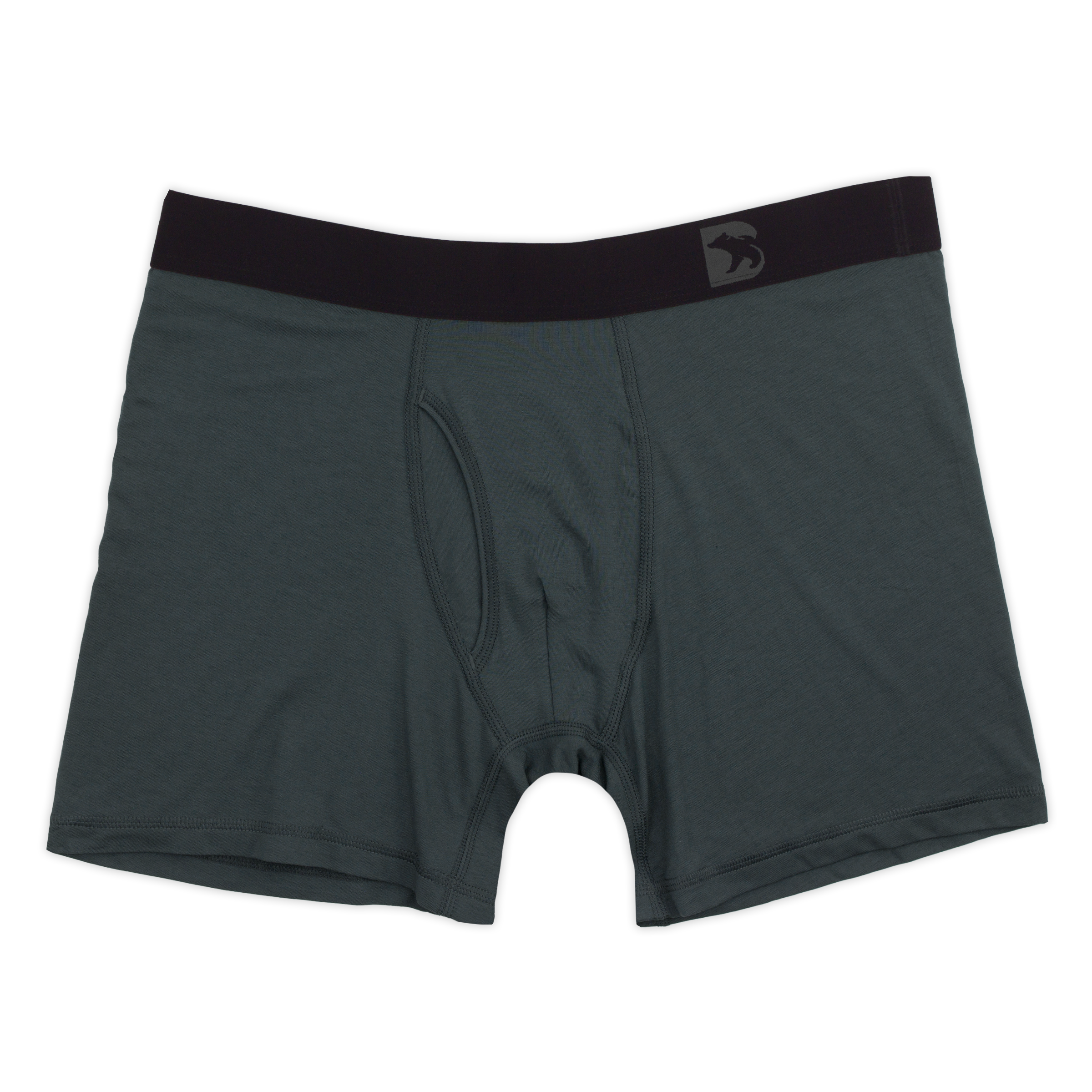 Modal Boxer Brief in Coal grey with elastic waistband with Bearbottom B logo and functional fly