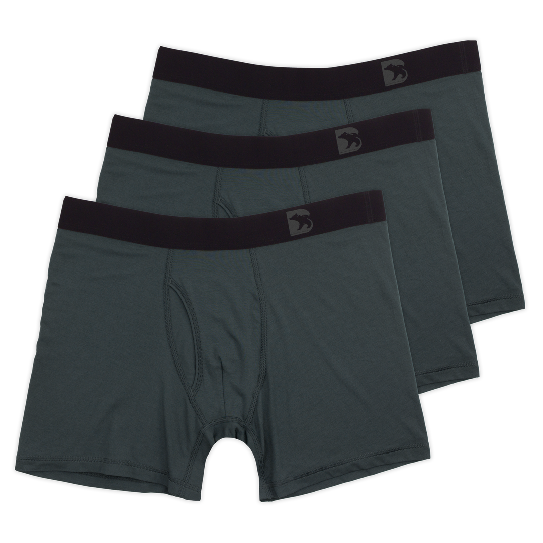 Modal Boxer Brief 3 Pack in Coal grey with elastic waistband with Bearbottom B logo and functional fly