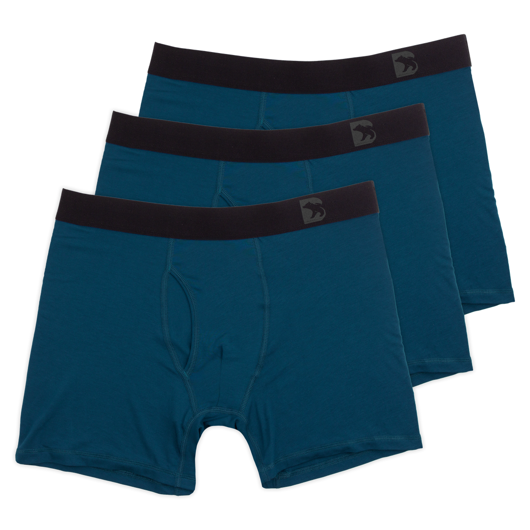 Modal Boxer Brief in 3 Pack of Ocean blue with elastic waistband with Bearbottom B logo and functional fly