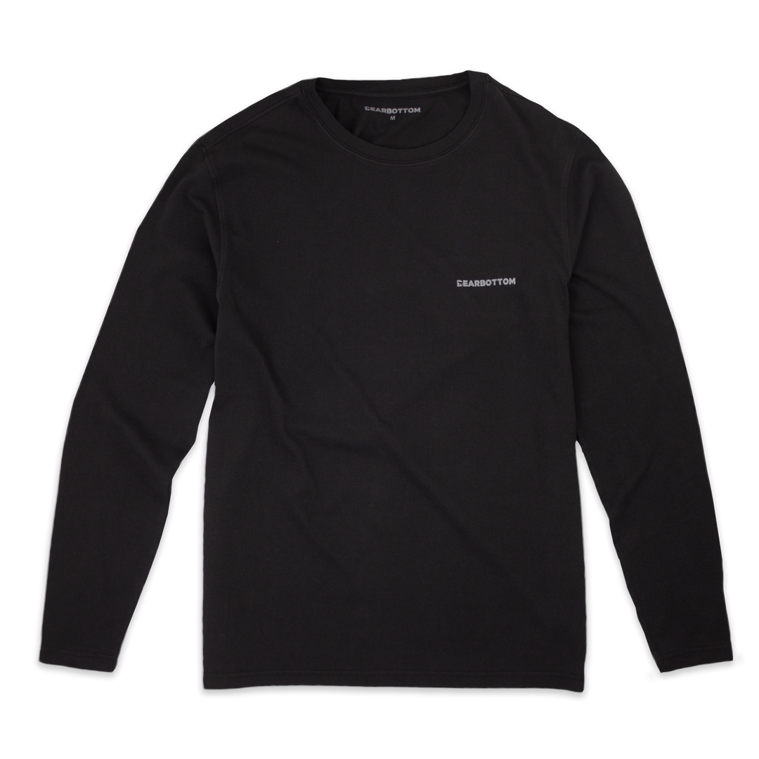 Natural Dye Logo Long Sleeve Tee in Black with Crewneck and Bearbottom printed in grey on front left chest