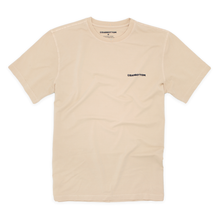 Natural Dye Logo Tee Sand Front with crew neck, short sleeves, and Bearbottom logo printed on front left chest
