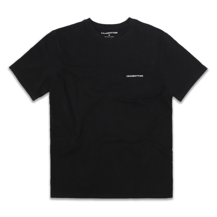 Natural Dye Logo Tee Black Front with crew neck, short sleeves, and Bearbottom logo printed on front left chest