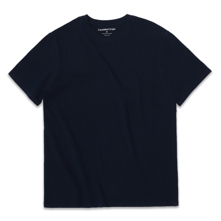 Natural Dye Tee Navy front with crewneck and short sleeves