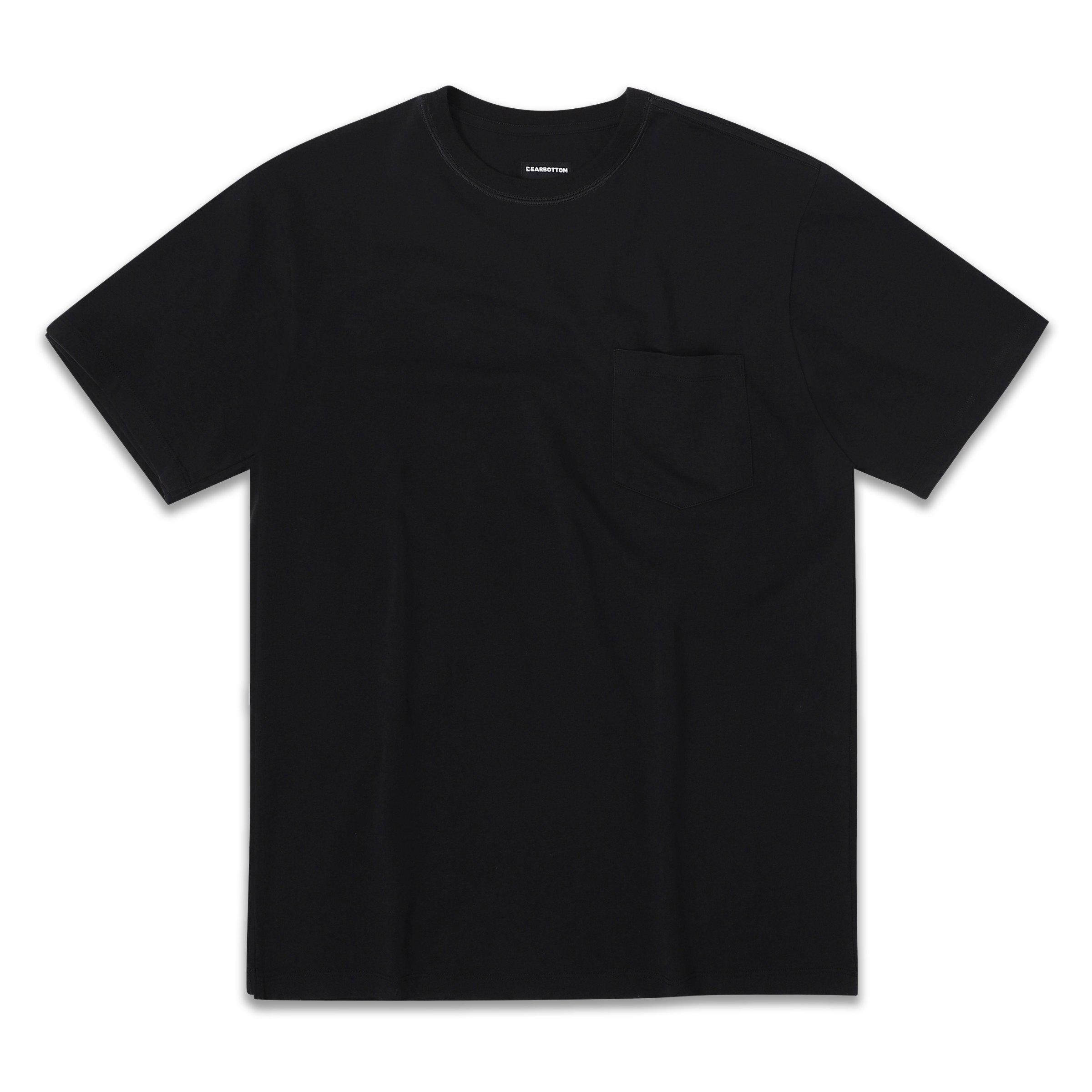 Supima Heavyweight Tee Black front with crewneck, short sleeves, and pocket on left chest