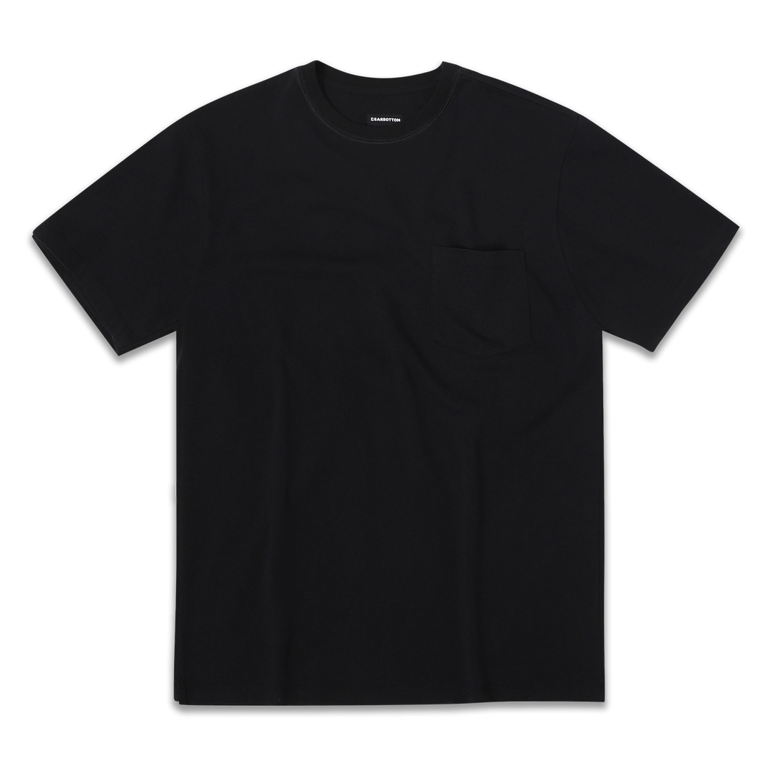 Supima Heavyweight Tee Black front with crewneck, short sleeves, and pocket on left chest