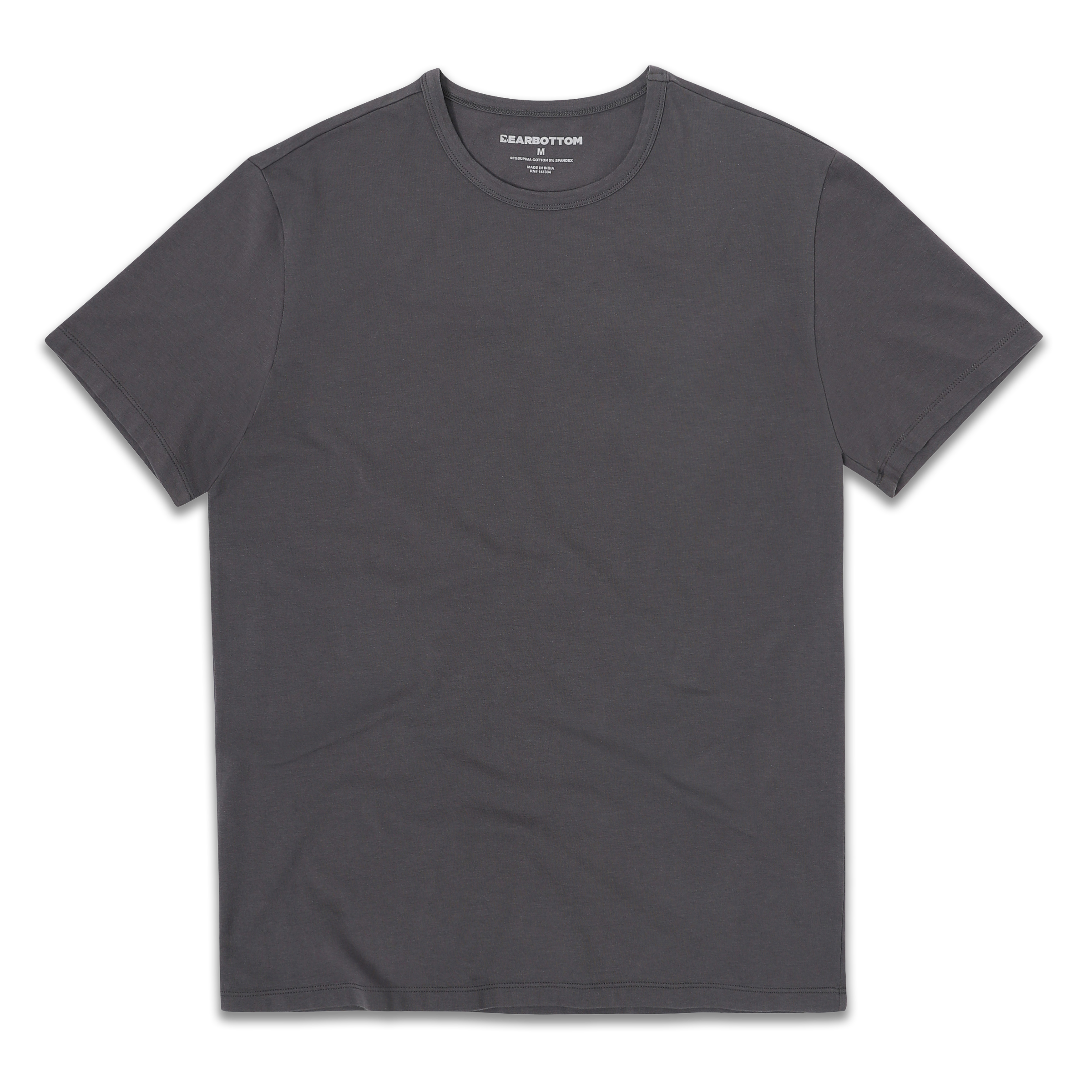 Supima Tee Coal front with crewneck, straight hem, and short sleeves