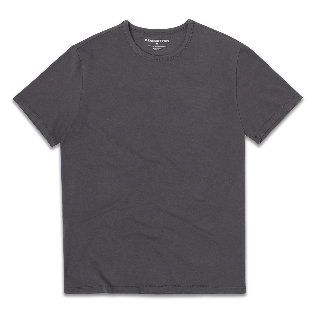 Supima Tee Coal front with crewneck, straight hem, and short sleeves