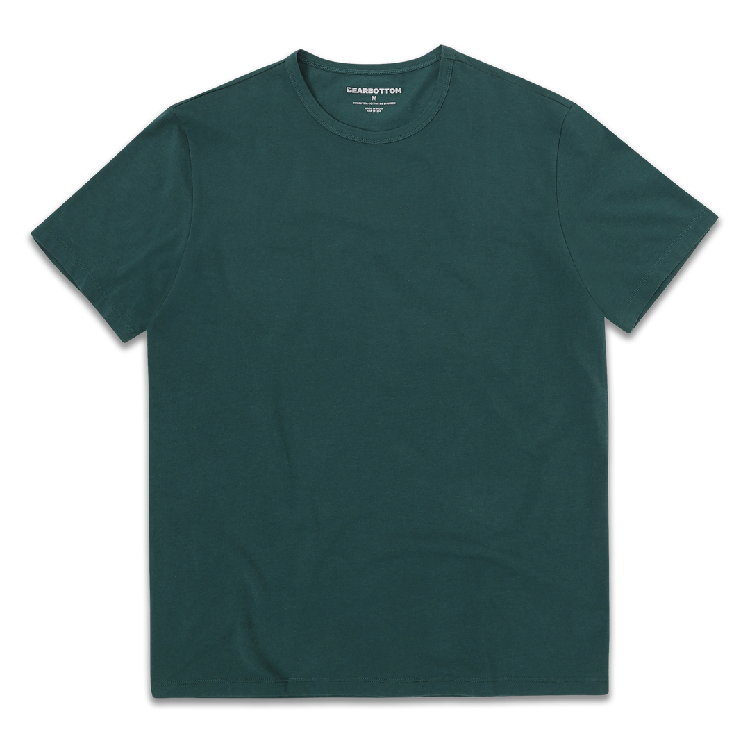 Supima Tee Field Green front with crewneck and short sleeves