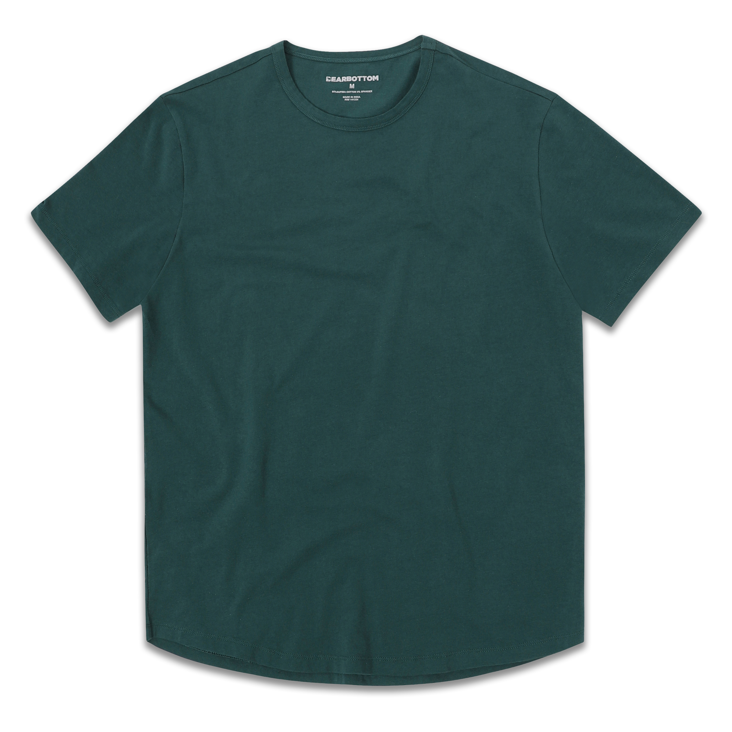 Supima Curved Tee Field Green front with crewneck, curved bottom hem, and short sleeves
