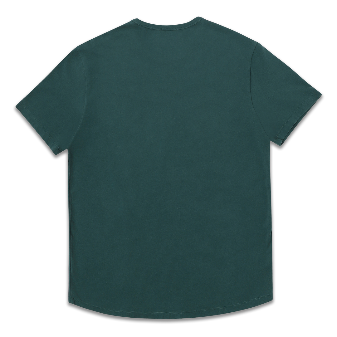 Supima Curved Tee Field Green back with crewneck, curved bottom hem, and short sleeves