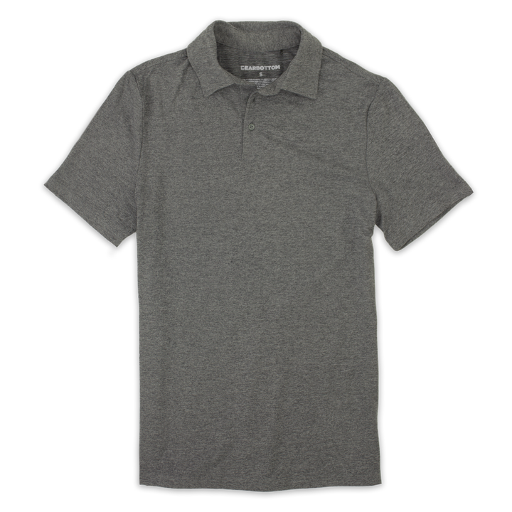 Tech Polo Grey Front with 3 grey buttons