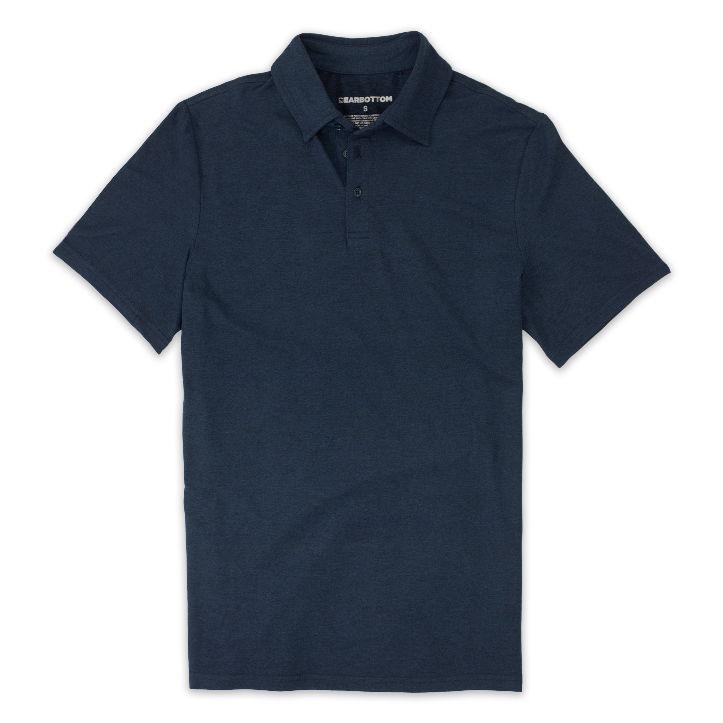Tech Polo Navy Front with 3 navy buttons